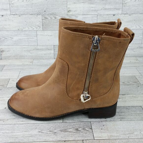 Antonio Melani Booties Cognac Brown Leather Ankle Boots Sz 8 M Steampunk Western - Picture 4 of 9